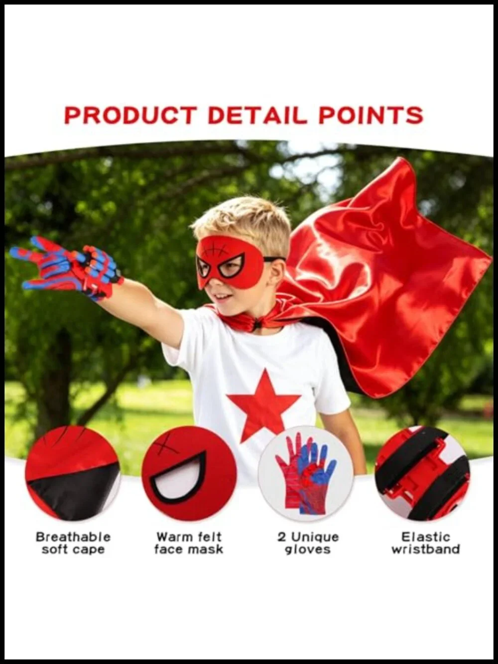 Kids Superhero Wrist Launcher Set with Cape & Mask - 20 Foam Darts Role-Play Toy